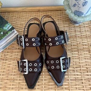 Ganni Buckle Sandals Chocolate Fondant Matte Brown -39